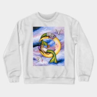 Cat Mermaid 29 cats on moon Crewneck Sweatshirt